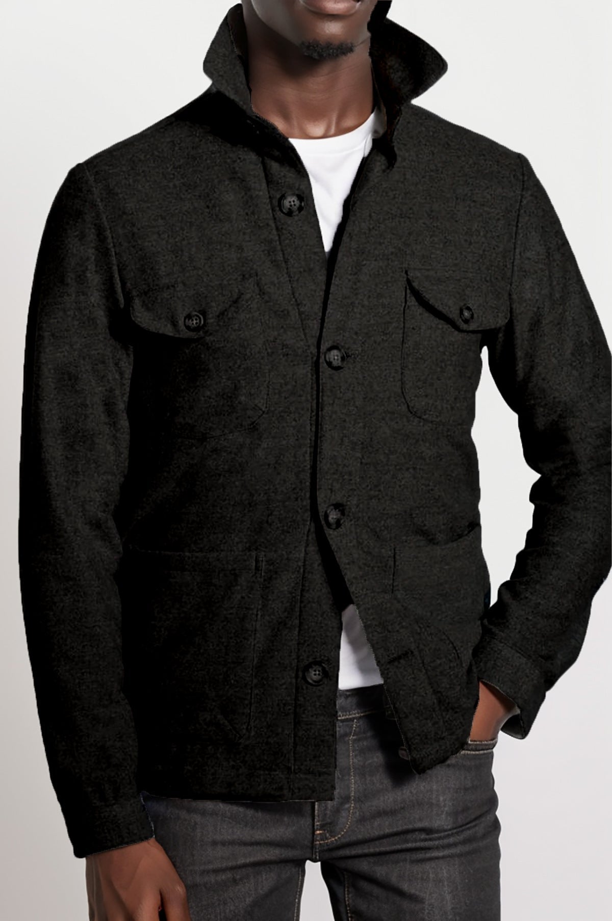 Herren praktische Jacke im schicken Utility-Stil mit hohen Kragen