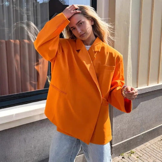 Damen Oversize-Blazer mit kastiger Silhouette, verdeckter Verschluss und Pattentaschen Shop Nory