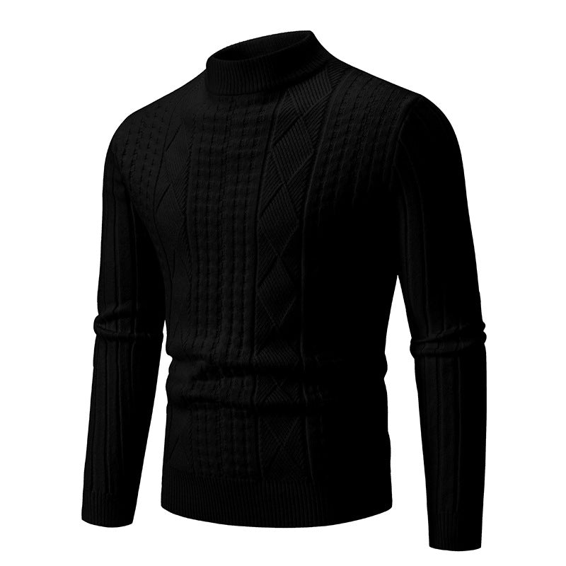 Herren Feiner Mockneck-Pullover mit Zopf- und Waffelstruktur körpernaher Passform Shop Nory