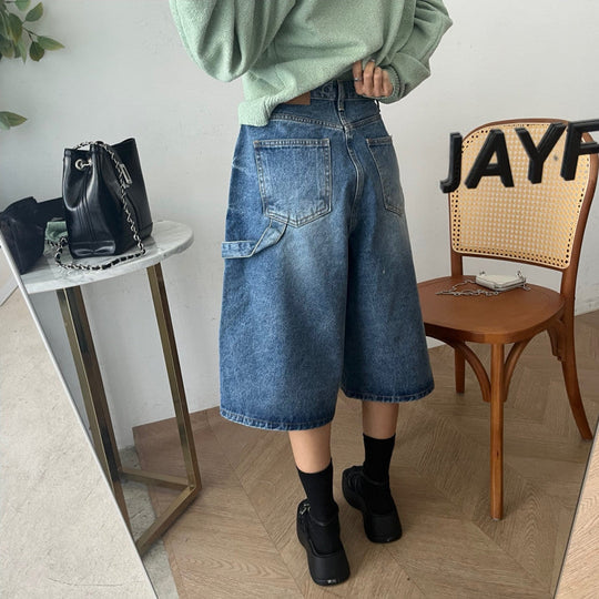 Damen Jeans Bermuda-Shorts im lässigen Stil mit hohen Taschen Shopnory