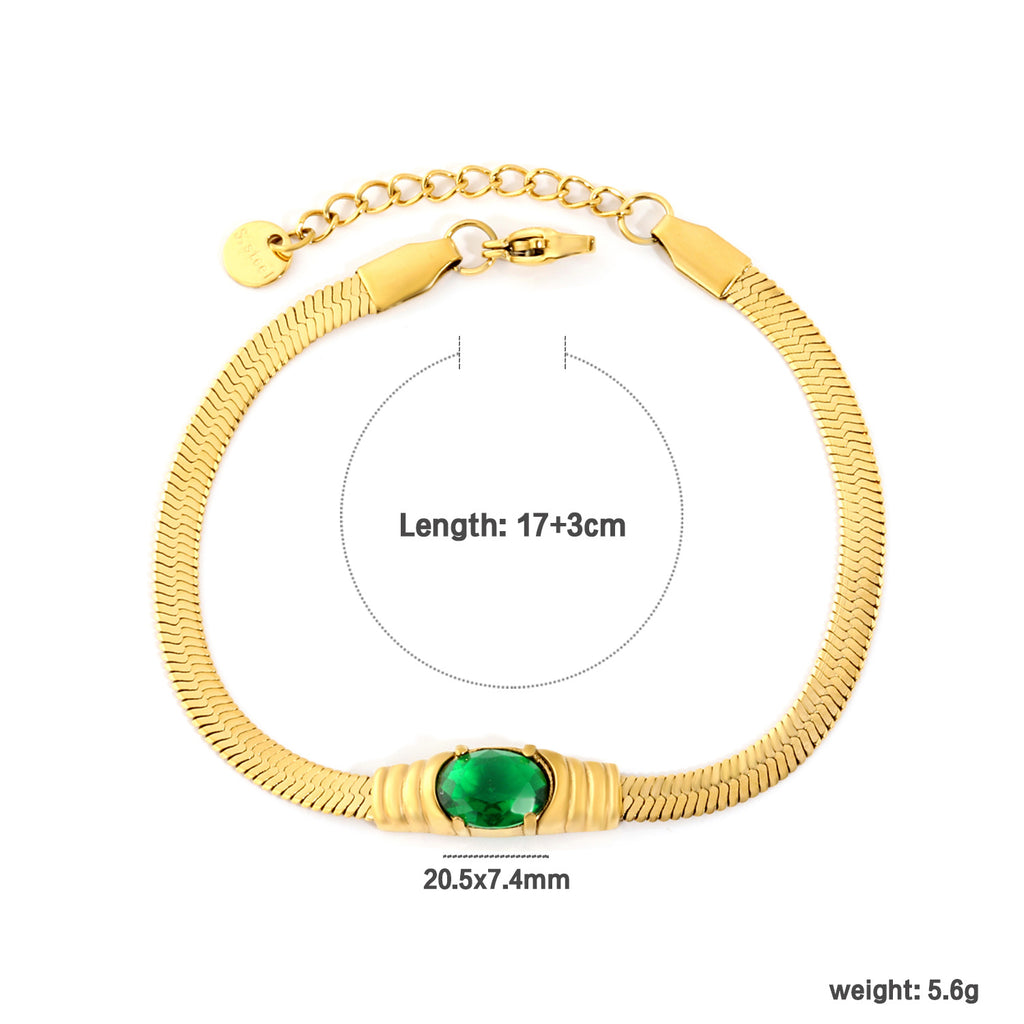 Damen elegante Halskette mit funkelndem grünen Zirkonstein und hochwertigem Goldverschluss Shop Nory