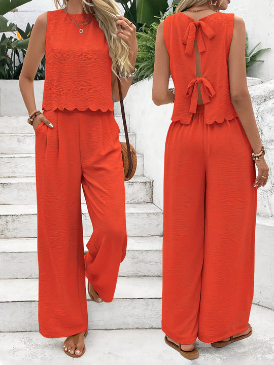 Damen Jumpsuit mit elegantem Rückenausschnitt und weitem Bein