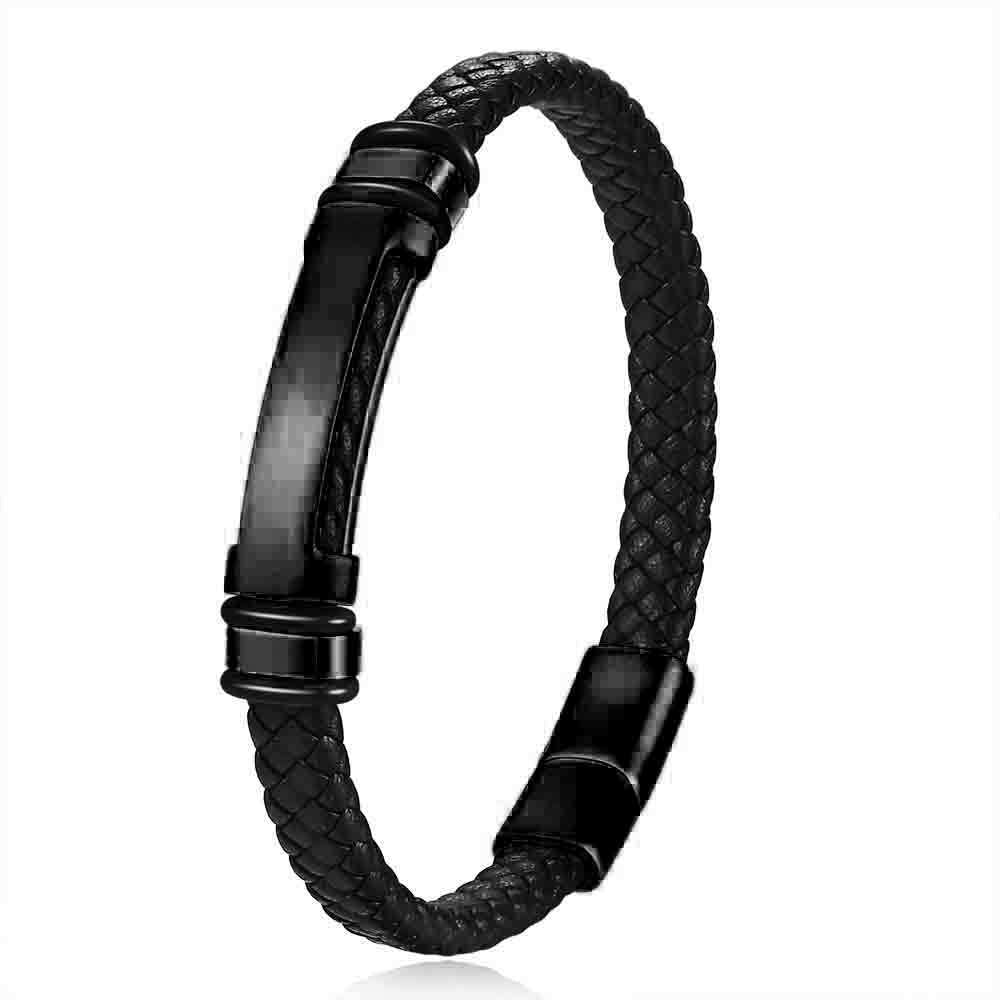 Herren Armband aus geflochtenem Leder mit eleganter Edelstahlverschluss und modernem Design Shop Nory