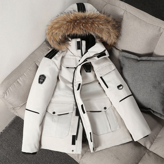 Herren technisch isolierter Winterparka mit abnehmbarer Kunstfellkapuze und multifunktionalen Taschen Shop Nory