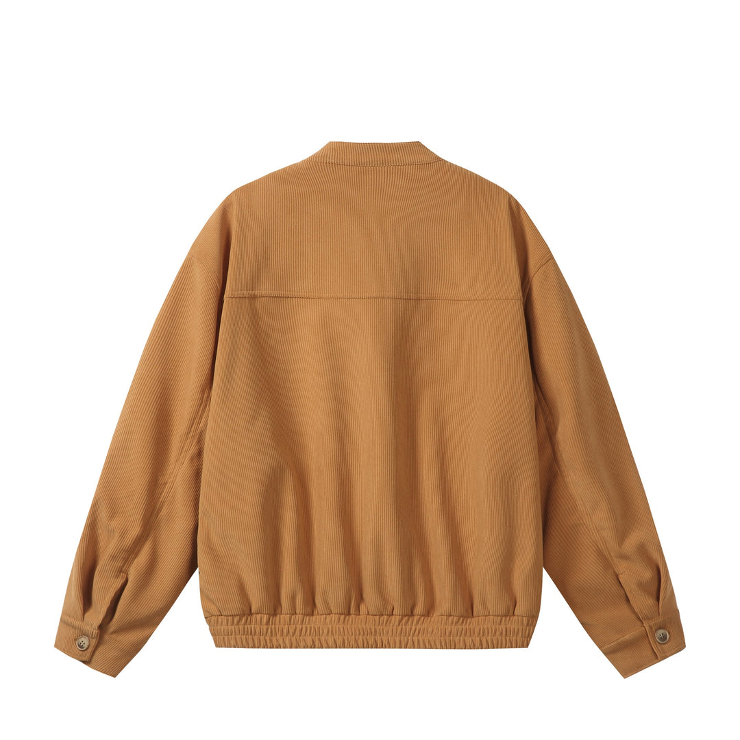 Unisex weit geschnittene Cord‑Blousonjacke mit Stehkragen, durchgehendem Reißverschluss und elastischem Saum Shop Nory