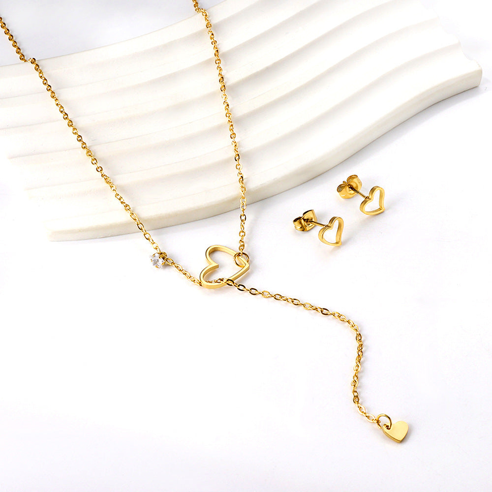 Damen Schmuckset mit herzförmigen Anhängern aus hochwertigem Edelstahl und goldplattierter Beschichtung Shop Nory