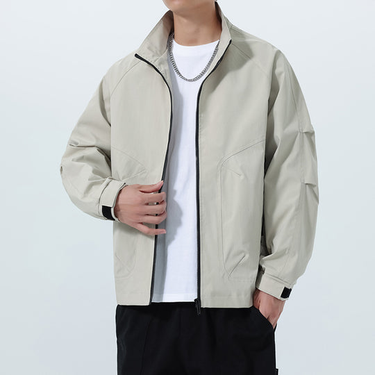 Herren Leichte Utility-Übergangsjacke mit Stehkragen, Raglanärmeln und verstellbaren Klettbündchen Shop Nory