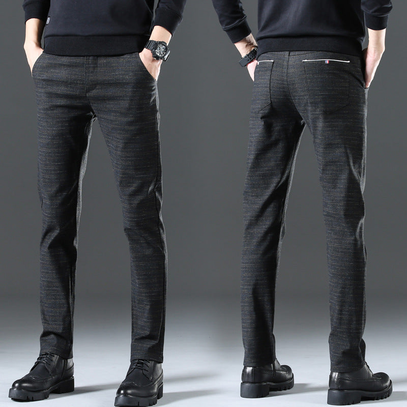 Herren moderne Chinohose mit elastischem Bund und seitlichen Taschen