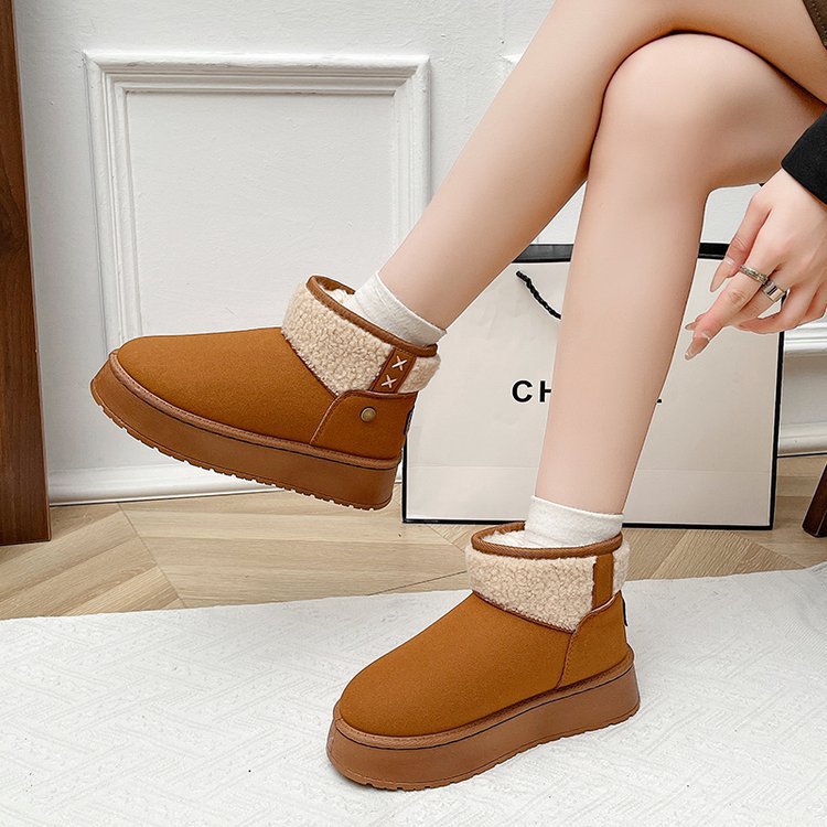 Damen Gefütterte Plateau-Stiefelette mit Teddykragen und Slip-On-Schaft Shop Nory
