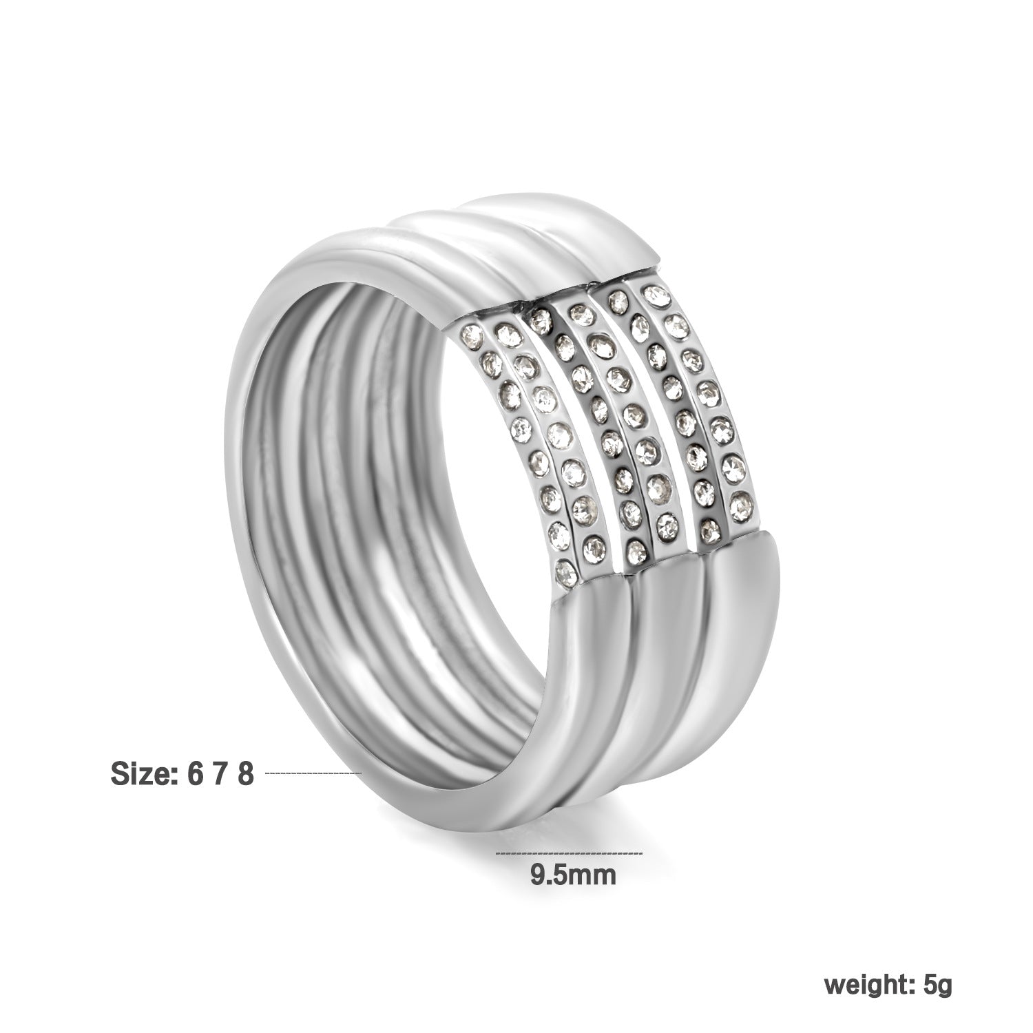 Damen Ring mit schimmernden Kristallen und elegantem Wellendesign Shop Nory