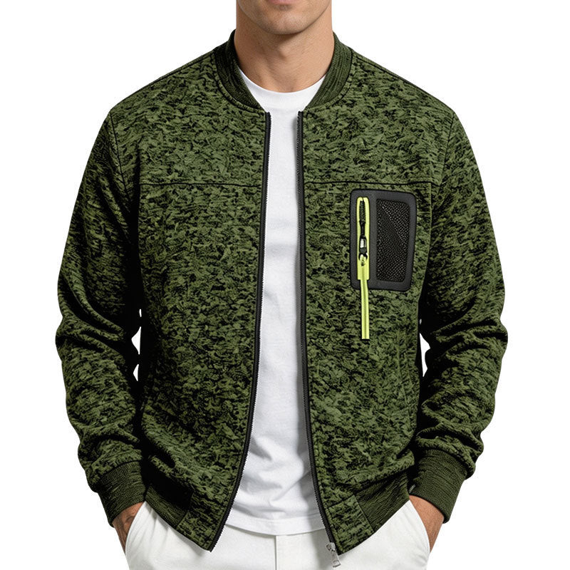 Herren strukturierte Bomberjacke mit Camouflage-Struktur und Reißverschluss-Brusttasche Shop Nory