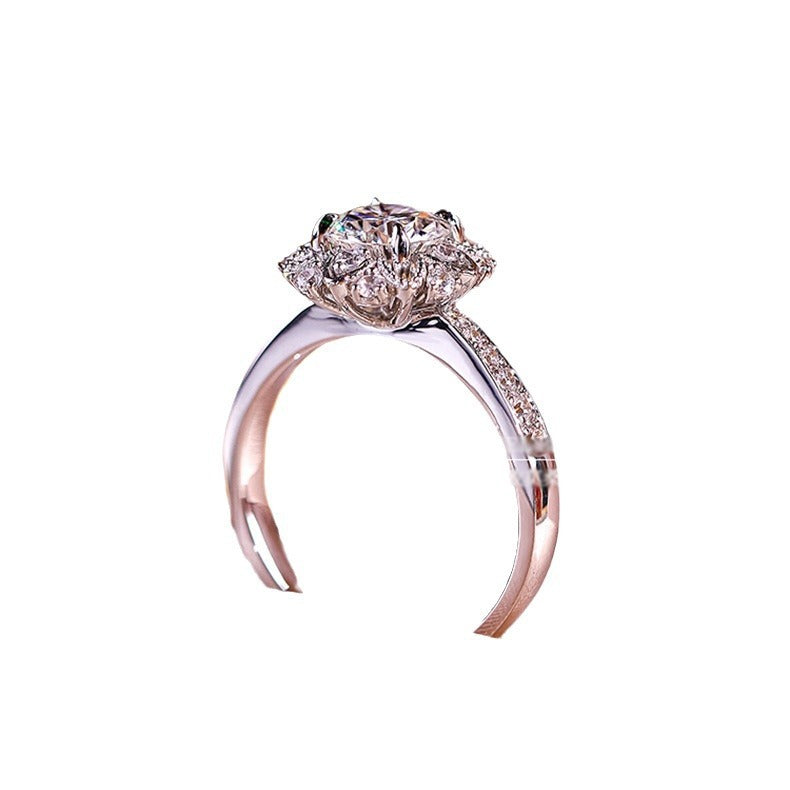 Damen blütenförmiger Zirkonia Ring mit funkelnden Akzenten Shop Nory