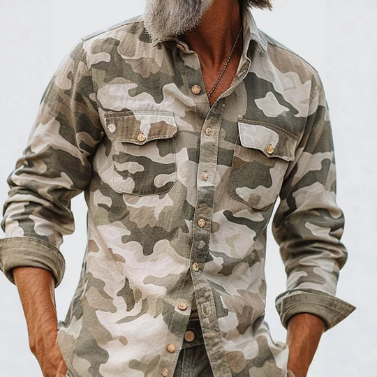 Herren Camouflage-Langarmhemd