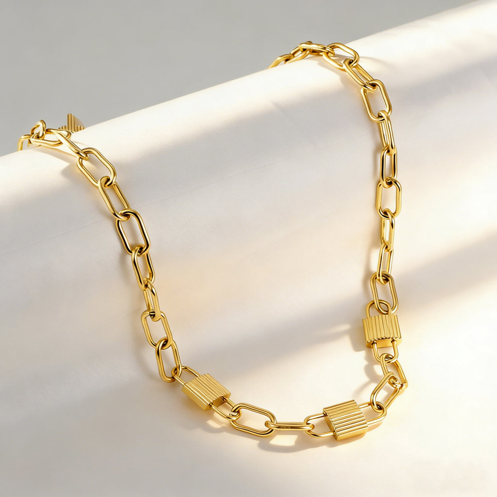 Damen elegante Halskette aus hochwertigem Edelstahl mit goldplattierter Oberfläche Shop Nory