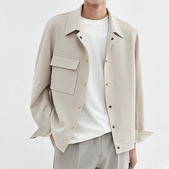 Herren Oversize-Utility-Jacke mit aufgesetzter Brusttasche und Druckknopfleiste Shop Nory