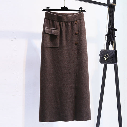 Damen Eleganter Strickrock mit praktischer Seitentasche Shop Nory