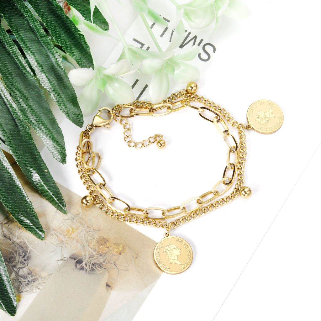 Damen Armband mit Anhänger aus hochwertigem Edelstahl und rosé vergoldetem Design Shop Nory