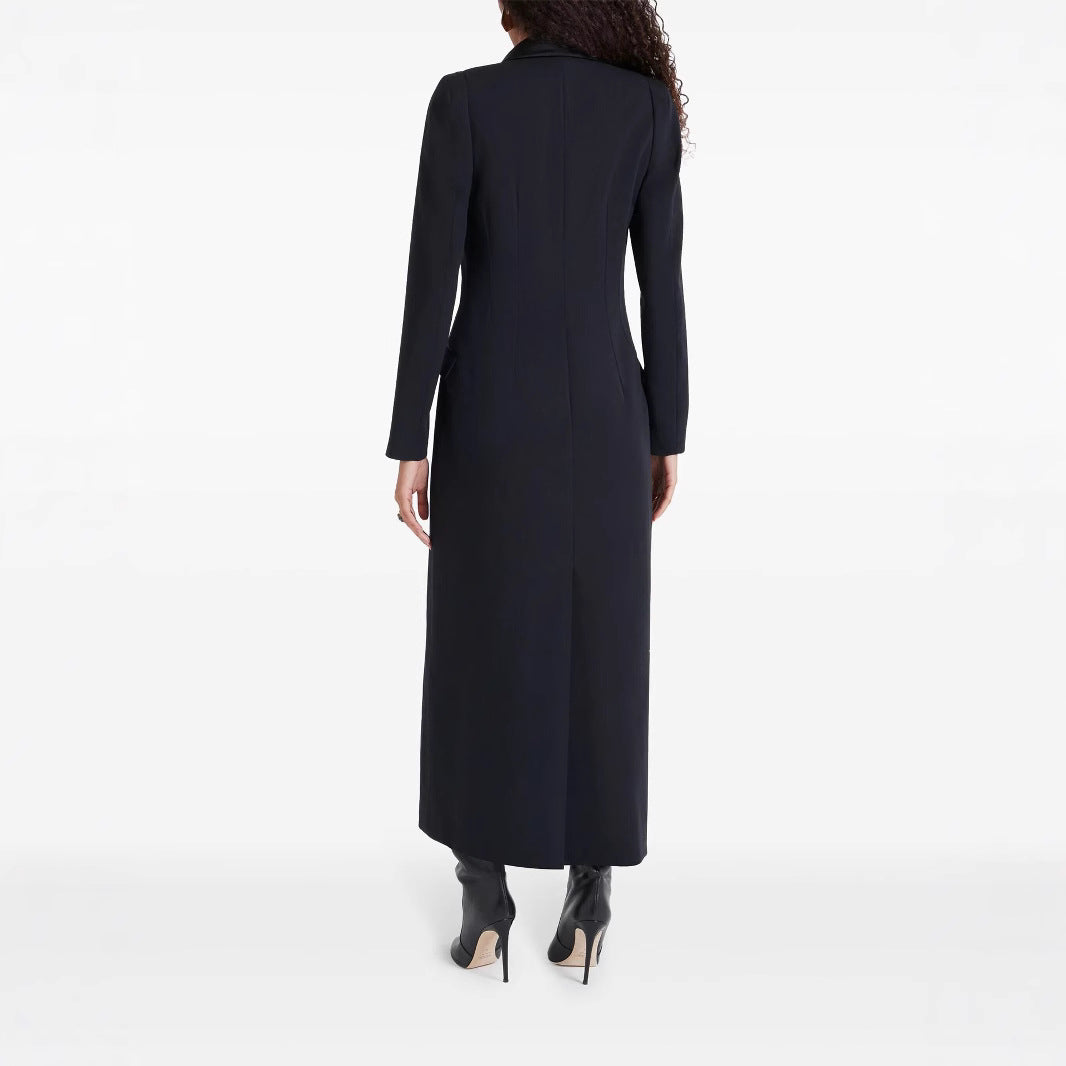 Damen Maxikleid im Smoking‑Blazer‑Stil mit Schalkragen und Ein‑Knopf‑Verschluss Shop Nory