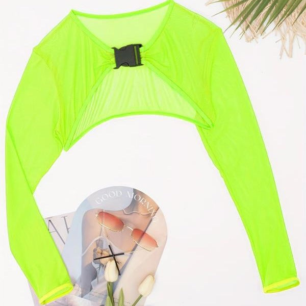 Damen Modischer Mesh-Oberteil mit langer Arm