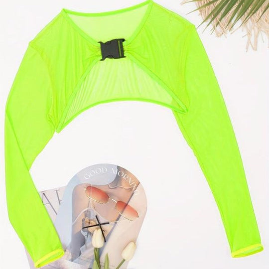 Damen Modischer Mesh-Oberteil mit langer Arm