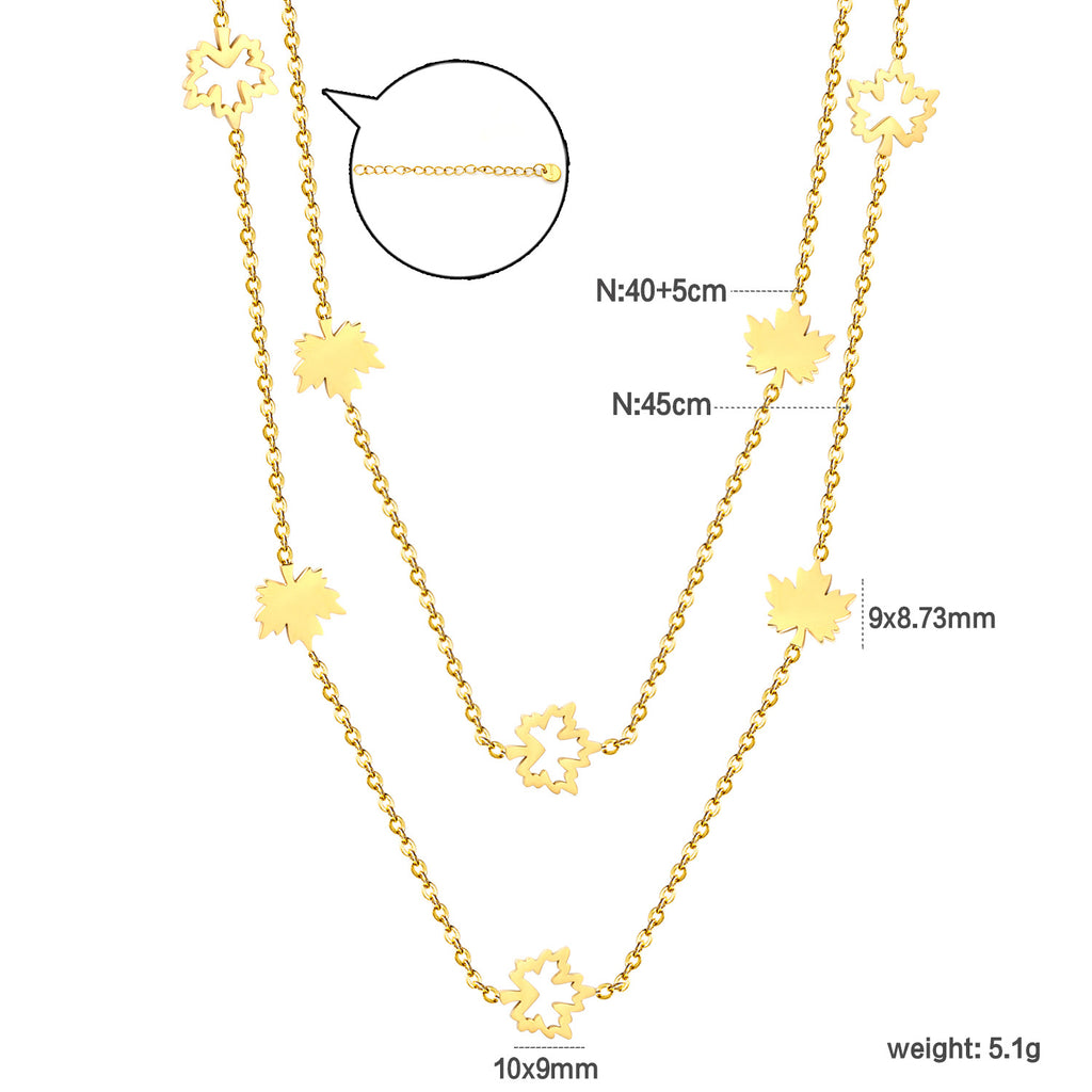 Damen Halskette mit stilvollen Ahornblatt-Anhängern und verstellbarem Verschluss Shop Nory