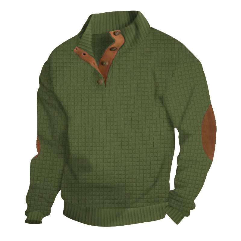 Herren Strukturierter Pullover mit Halbknopf-Leiste und Ellbogenpatches Shop Nory