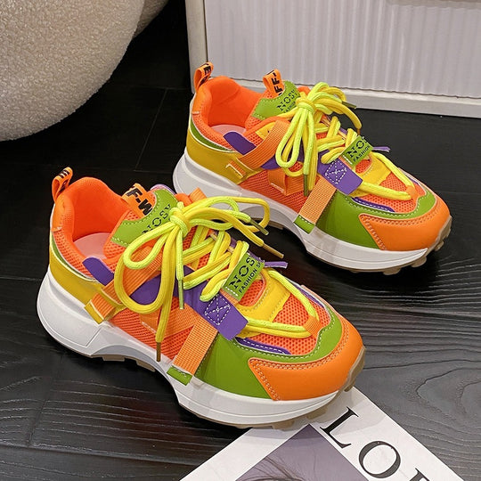 Damen Chunky-Plateau-Sneaker mit atmungsaktivem Mesh und montierten Riemen Shop Nory
