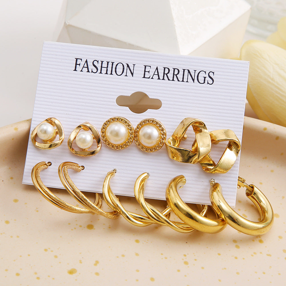 Damen Ohrstecker-Set mit eleganten Perlen- und geometrischen Designs Shop Nory