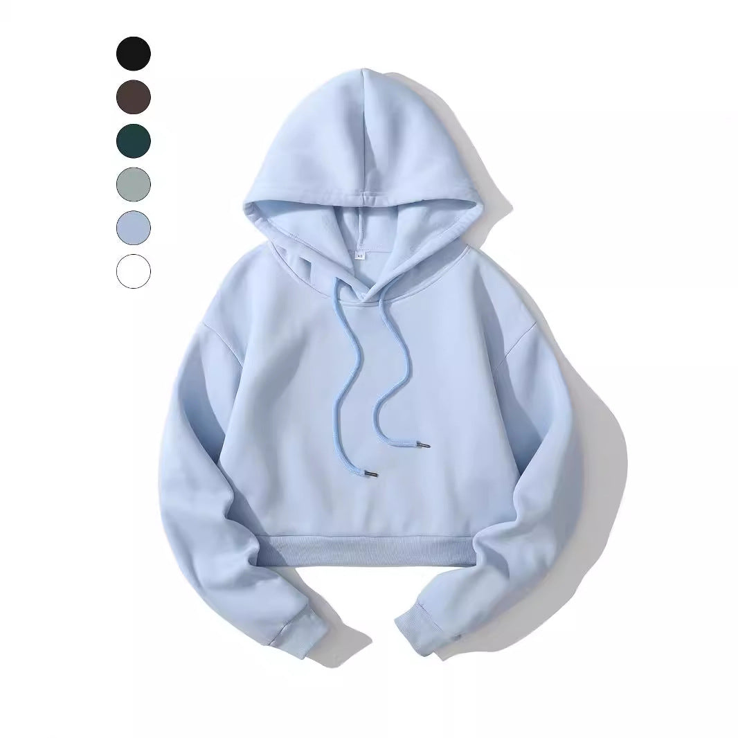 Damen nan cropped Kapuzenpullover mit weichem Fleece‑Innenfutter und elastischem Rippbund Shop Nory