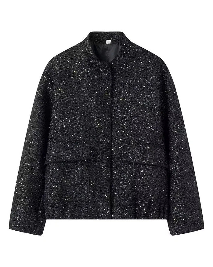 Gold Pailletten Stehkragenjacke