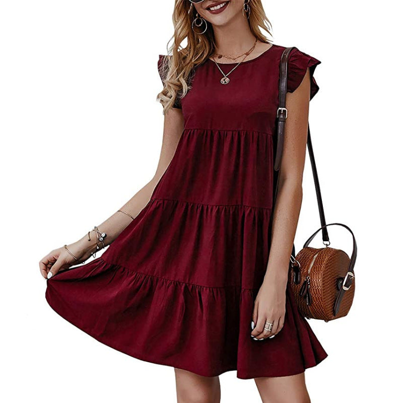 Damen lässiges Freizeitkleid im luftigen Stil mit Rüschendetails