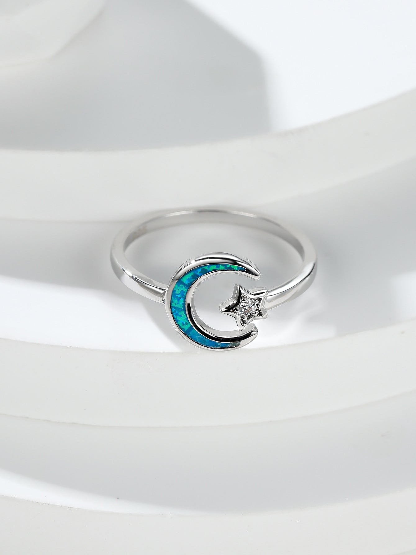 Damen Ring mit kunstvollem Mond- und Sternmotiv Shop Nory