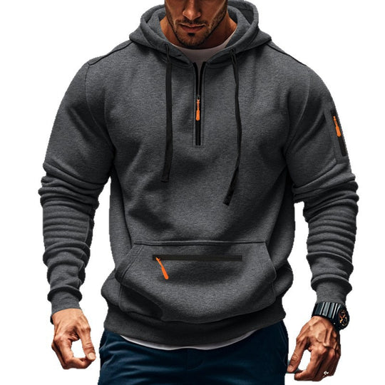 Herren nan technischer Half-Zip Hoodie mit Kängurutasche, Ärmeltasche und Reißverschluss-Details Shop Nory