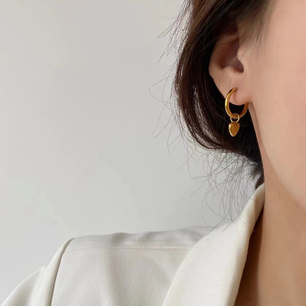 Damen Herz Charm Hoops Ohrringe Shop Nory