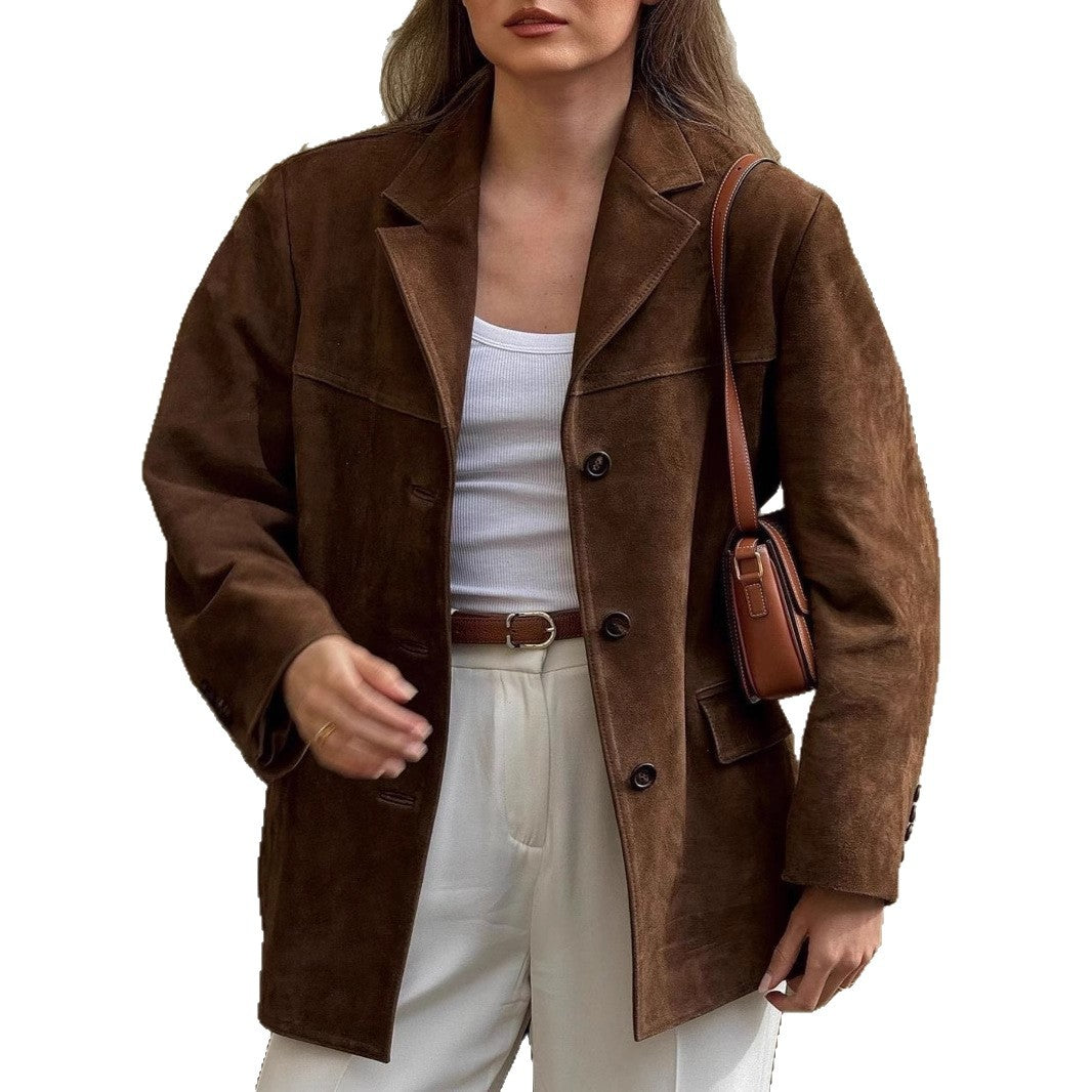 Damen Modische Wildlederjacke mit eleganten Details