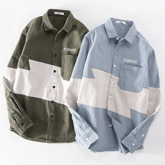 Herren Farbblock-Overshirt aus Baumwollmix mit Brusttasche und Relaxed-Fit Shop Nory
