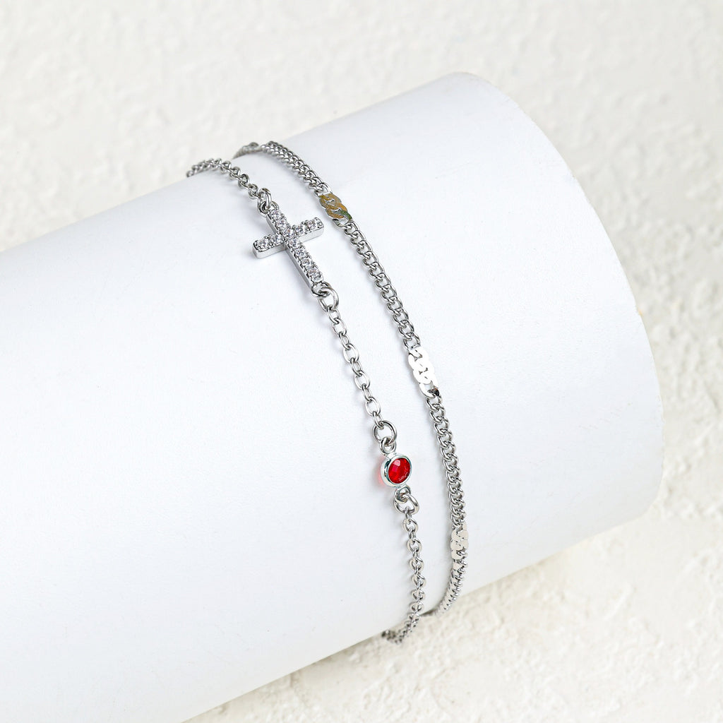 Damenarmband mit christlichem Kreuz und funkelnden Strasssteinen Shop Nory