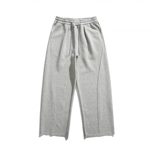Unisex Weite Baumwoll-Fleece-Jogginghose mit Tunnelzug, Dekorativen Vordernähten und Raw-Saum Shop Nory