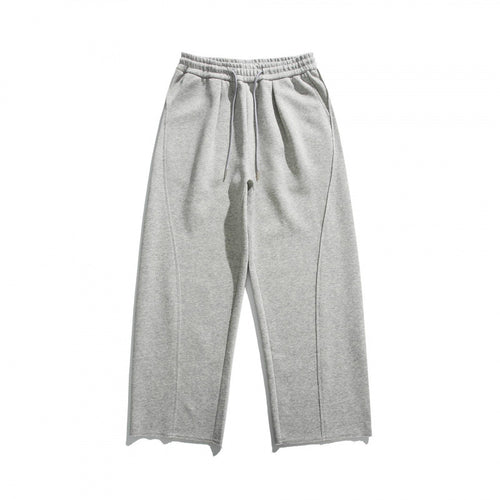 Unisex Weite Baumwoll-Fleece-Jogginghose mit Tunnelzug, Dekorativen Vordernähten und Raw-Saum Shop Nory