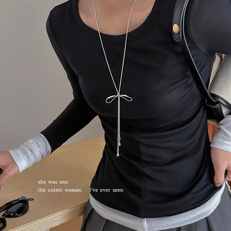 Damen Kette mit elegantem Schleifenanhänger aus hochwertigem Metall Shop Nory