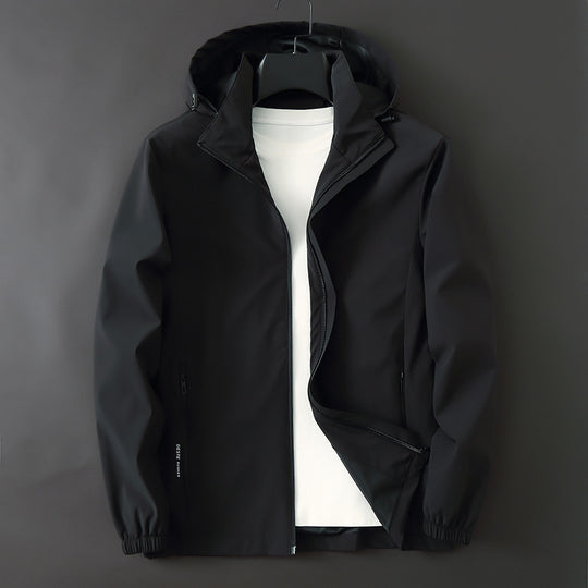 Herren Ultraleichte Wind- und Wasserabweisende Softshelljacke mit Kapuze, verdecktem Reißverschluss und elastischen Bündchen Shop Nory