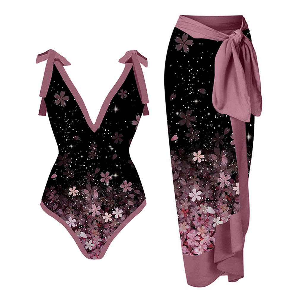 Damen Bademode-Set mit stilvollem Wickelrock Shopnory