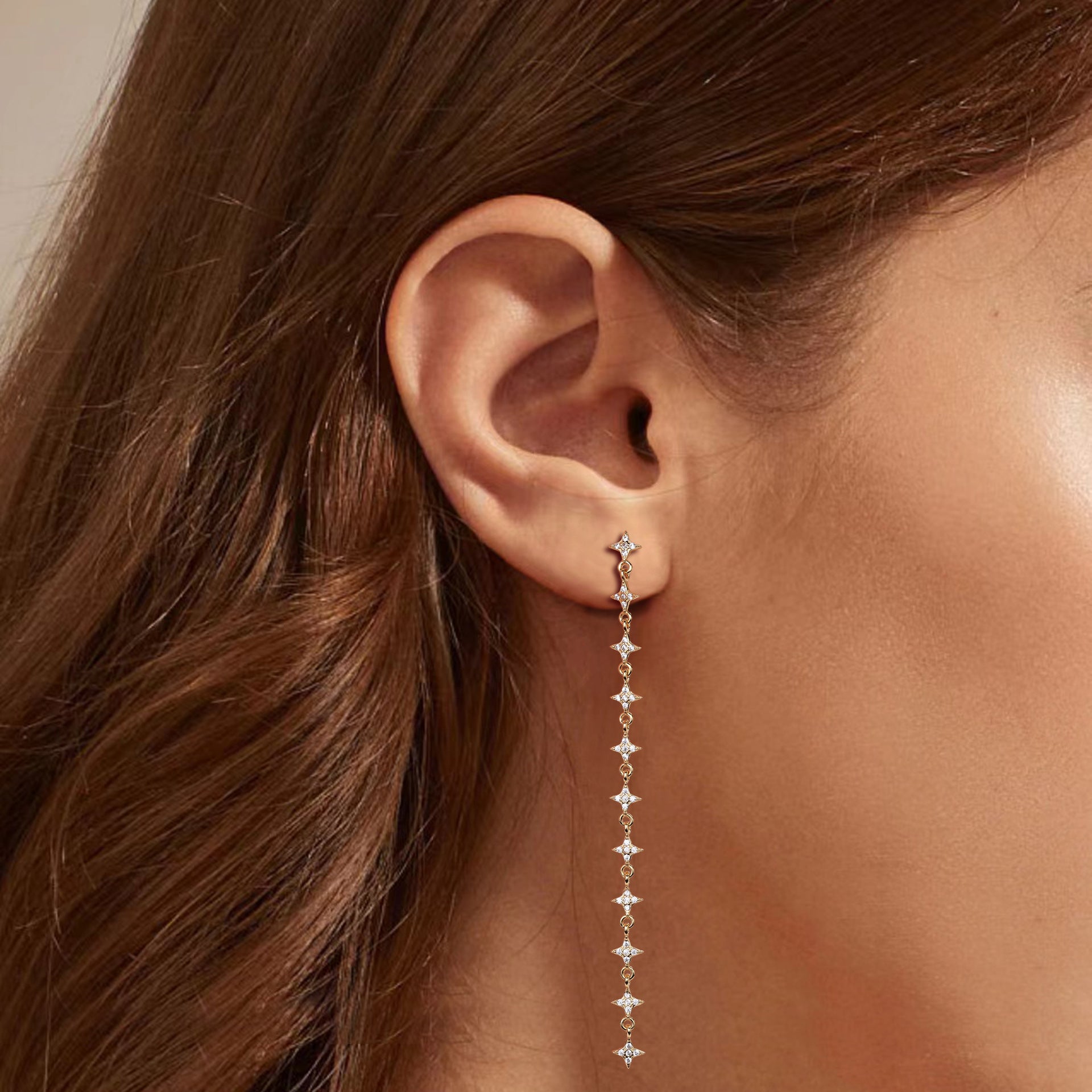 Damen Ohrhänger mit funkelnden Zirkon-Sternen aus hochwertigem 925 Sterling Silber Shop Nory