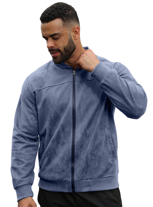 Herren Velours-Trainingsjacke mit Reißverschluss und Stehkragen Shop Nory