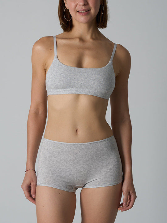 Sport-BH-Set für Damen aus reiner Baumwolle, BH ohne Einlage mit passenden Boxershorts