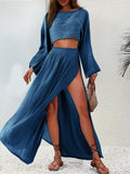 Damen Elegantes und luftiges Maxikleid mit schwingendem Saum und tiefem Schlitz