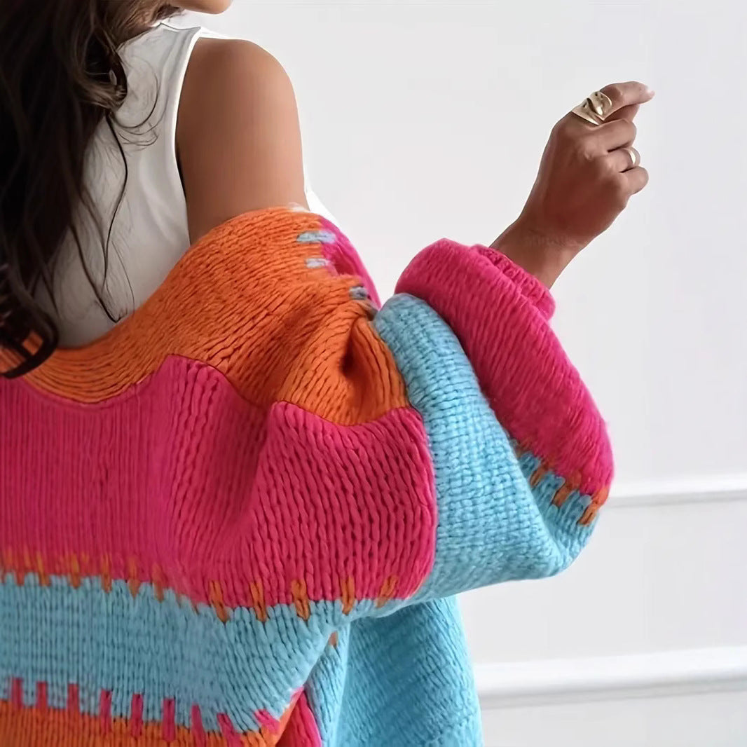 Damen farbenfroher Strickcardigan