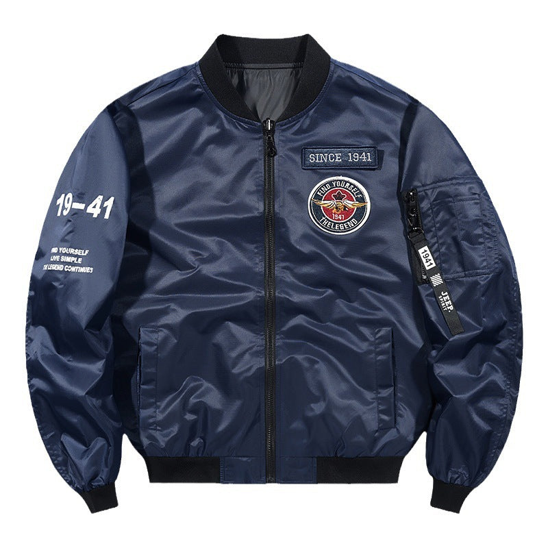 Herren Leichte Nylon-Bomberjacke im Aviator-Style mit Patchdetails und Ärmeltasche Shop Nory