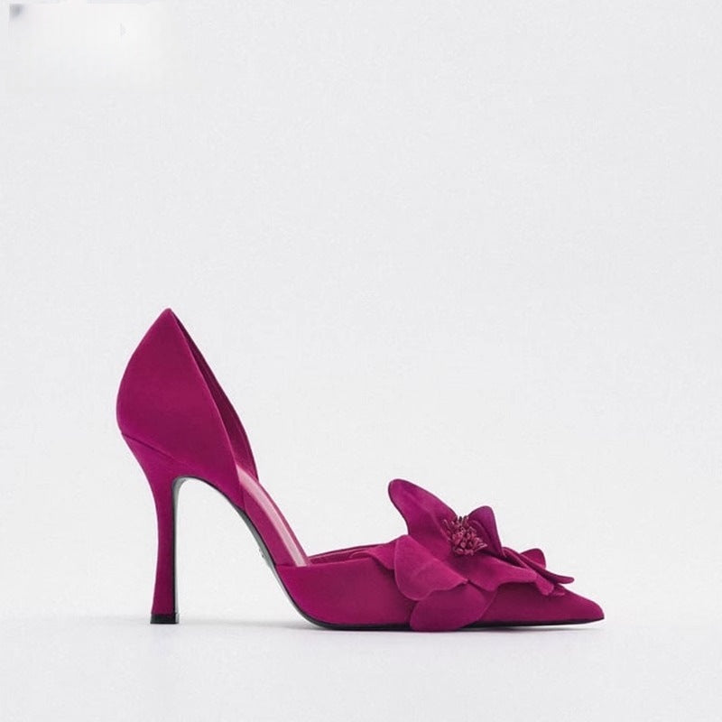 Damen elegante Spitze Pumps mit floralem Design