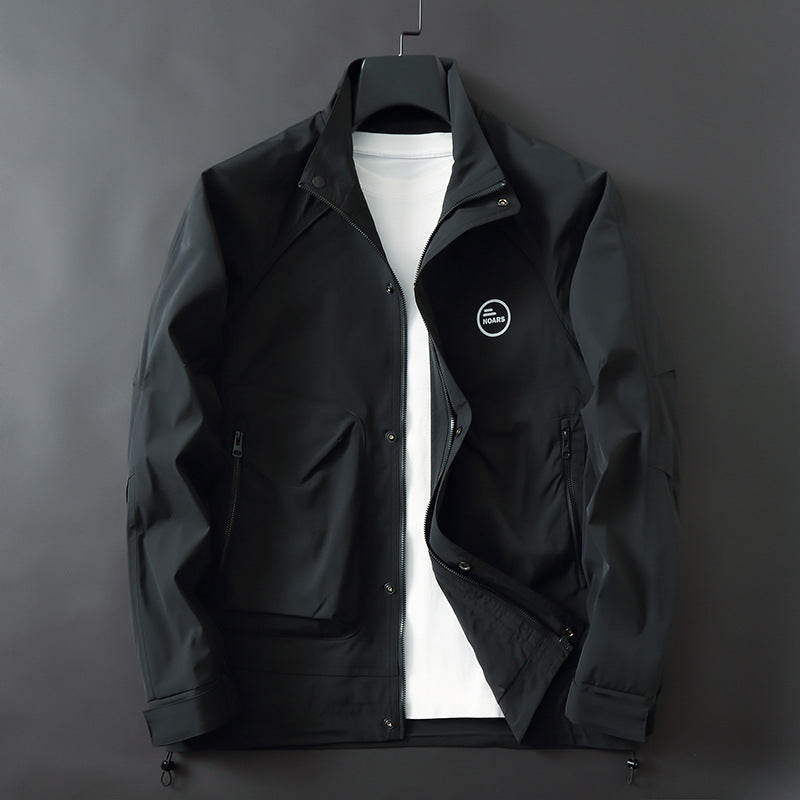 Herren Leichte technische Softshell-Übergangsjacke mit Stehkragen und verdeckter Reißverschlussleiste Shop Nory
